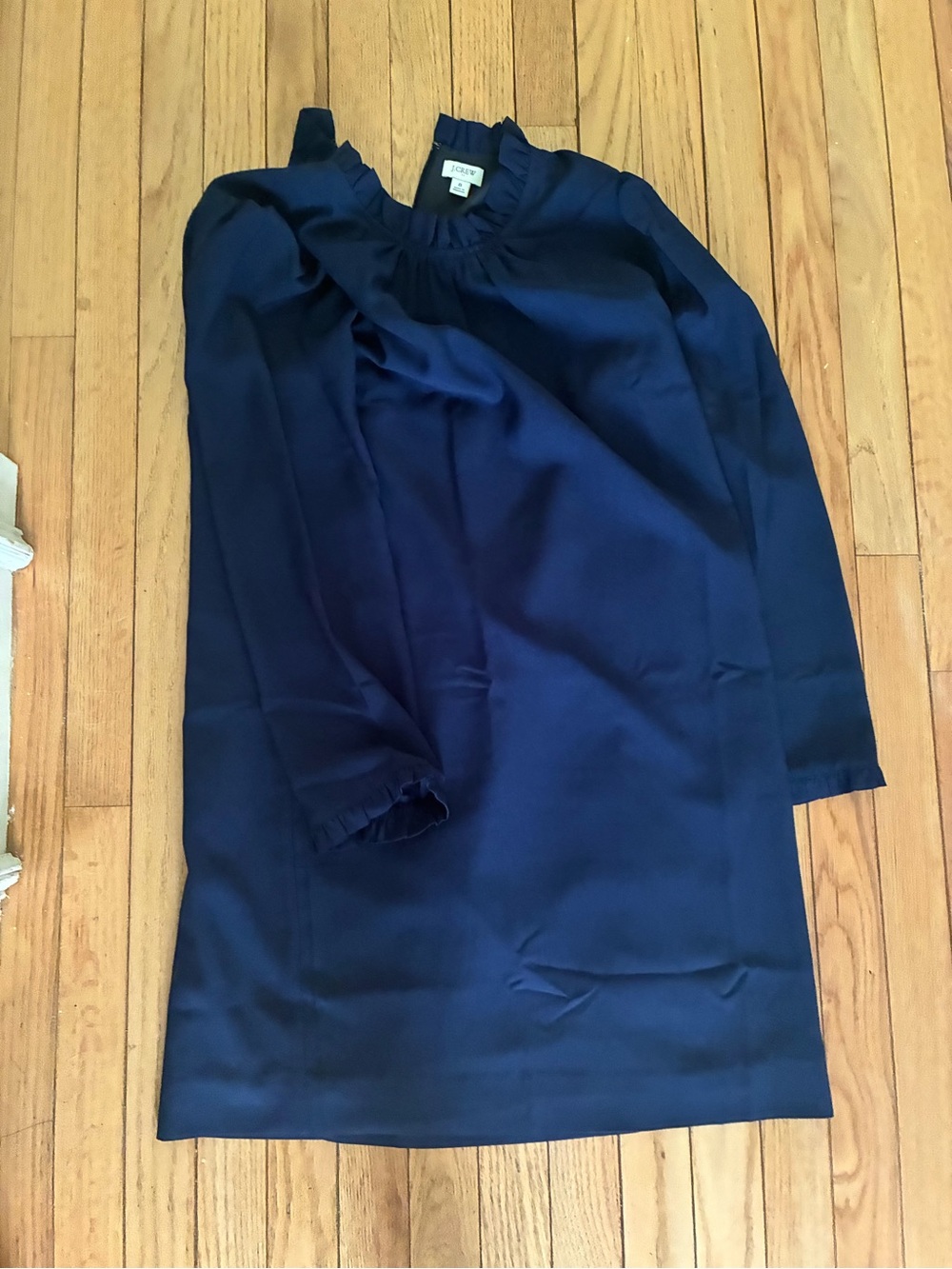 J. Crew Navy Ruffle-Trim Dress